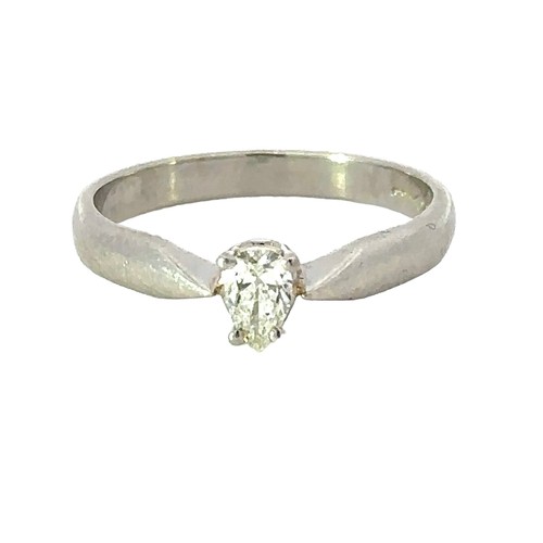 29 - A platinum 0.25ct pear cut solitaire ring. Size O. Weight 4.3g. Birmingham hallmarks.
Please see the... 