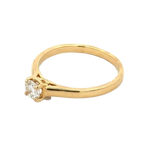 30 - A gold and diamond solitaire ring, diamond approx 4.6mm diameter, 0.36ct. Size N, weight 2.68g. Shan... 