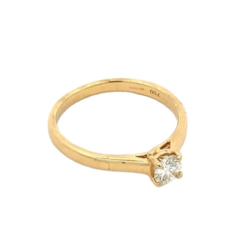 30 - A gold and diamond solitaire ring, diamond approx 4.6mm diameter, 0.36ct. Size N, weight 2.68g. Shan... 