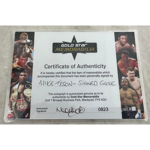 328 - Mike Tyson, signed Mike Tyson Boxing Legends boxing glove with a certificate of authenticity issued ... 