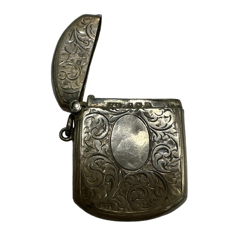 178 - Georgian silver vesta case with ring pull, hallmarked to interior for Thomas & Marshall (Horace Thom... 