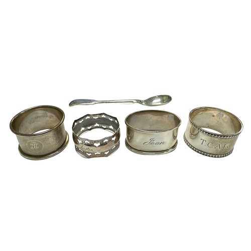 179 - Selection of three silver napkin rings, to include; an Edward Viner, Sheffield, 1937 silver napkin r... 