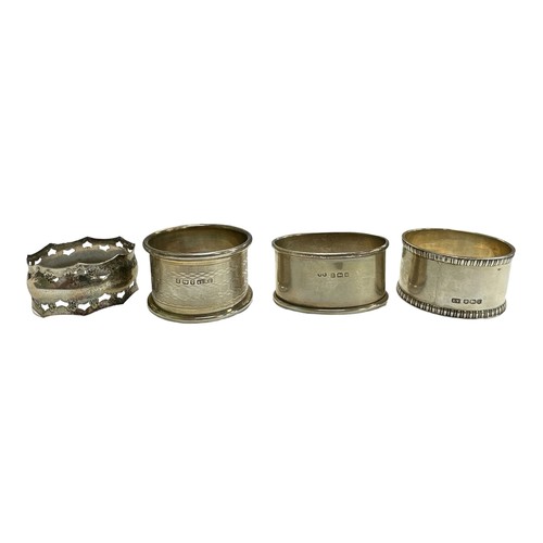 179 - Selection of three silver napkin rings, to include; an Edward Viner, Sheffield, 1937 silver napkin r... 