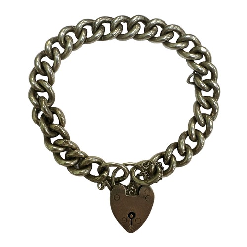 66 - William Joseph Spencer, heart shaped silver pendant bracelet with interlocking chain bracelet, heart... 