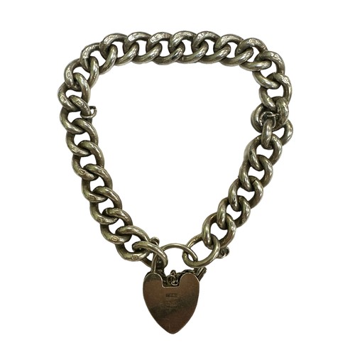 66 - William Joseph Spencer, heart shaped silver pendant bracelet with interlocking chain bracelet, heart... 