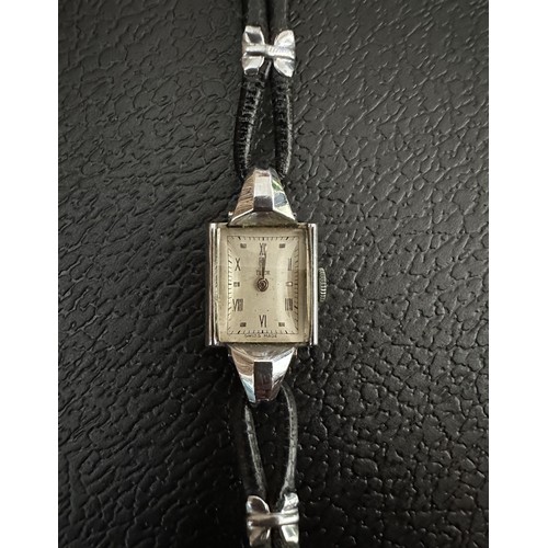 126 - A ladies Tudor watch with leather strap.  Roman numeral markers at 12, 2, 4, 6, 8 and 10.  Model no.... 