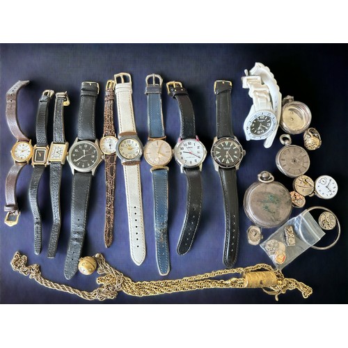 129 - A number of watches and watch parts.
Please see the buyer's terms and conditions for purchasing diam... 