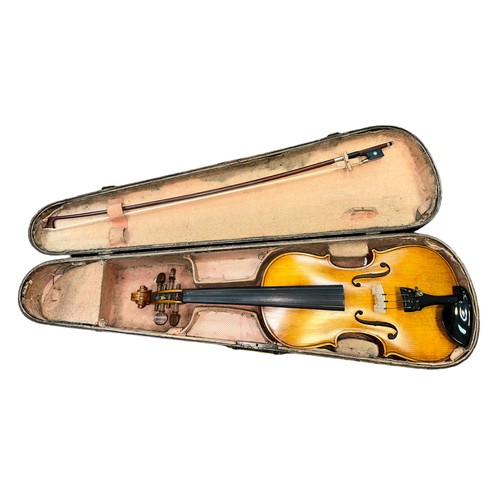 319 - Late 19th century violin. Inscribed inside 'Copy of Antonius Stadivarius Fecit Dresdae anno.' In woo... 