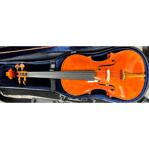 316 - Collection of four violins in varying condition including three Richard Hill made in Rugby (1992, 19... 