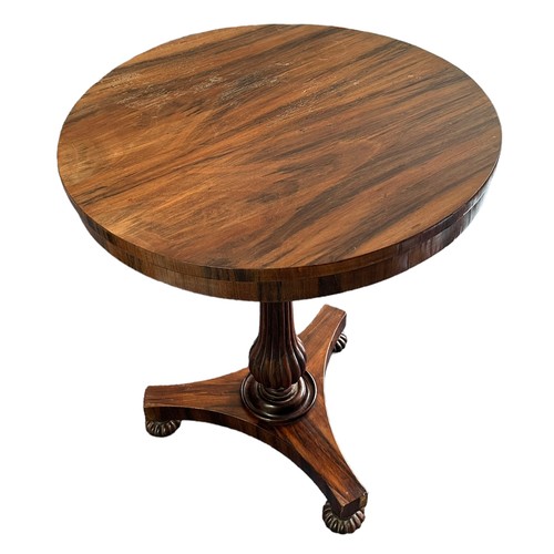 408 - Mid Victorian Rosewood occasional / lamp table on carved central column with triform base.