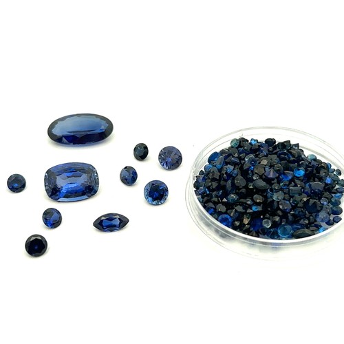 113 - A group of ten vari-cut loose unmounted synthetic sapphires (total 15.15ct - largest stone 5.8ct)  t... 