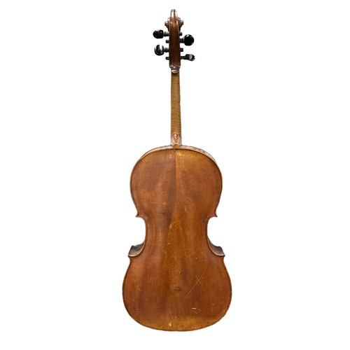 314 - A late 19th/early 20th century cello in fair condition. Internal sticker says ' Repaired by H. Stone... 