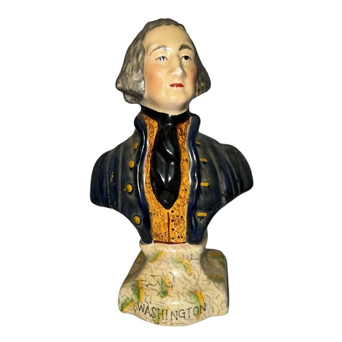 227 - Porcelain, possibly Staffordshire, hand painted bust of George Washington. Unmarked to base. Height ... 