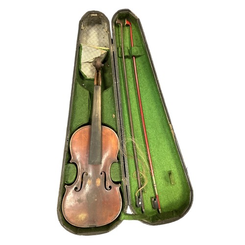 320 - Pair of early 20th century violins, one labelled 'Maidstone School of Orchestra'. Both come with a w... 