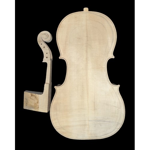 322 - A wooden cello mould?/Unfinished cello - With the pegbox, neck and main body. Buyer must collect or ... 