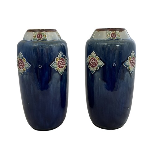 235 - Royal Doulton, E. Violet Hayward (1896-1942) for Royal Doulton pair of Art Nouveau stoneware vases, ... 