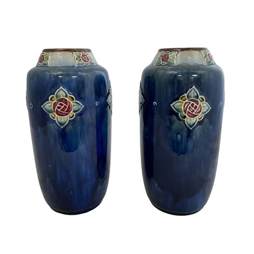 235 - Royal Doulton, E. Violet Hayward (1896-1942) for Royal Doulton pair of Art Nouveau stoneware vases, ... 