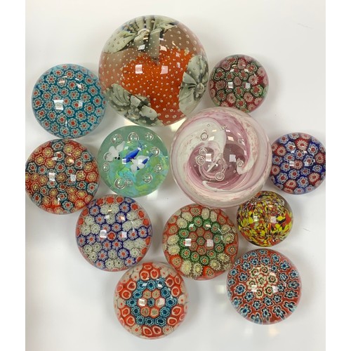 247 - 20th Century art glass paperweights, most assumed to be Murano, including Millefiori (9), interior d... 