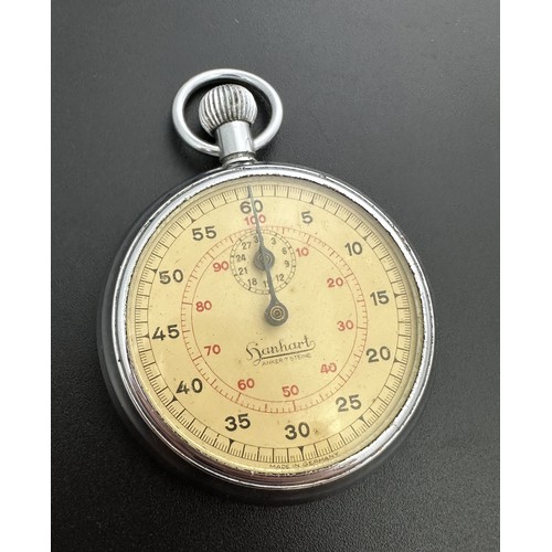 159 - A Hanhart Anker 7 Steine stopwatch of the type issued by the Third Reich Kriegsmarine in WWII. Plain... 