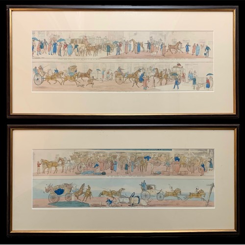 369 - After Henry Alken and John Dean Paul, pair of comical coaching hand-tinted etching scenes (five stri... 