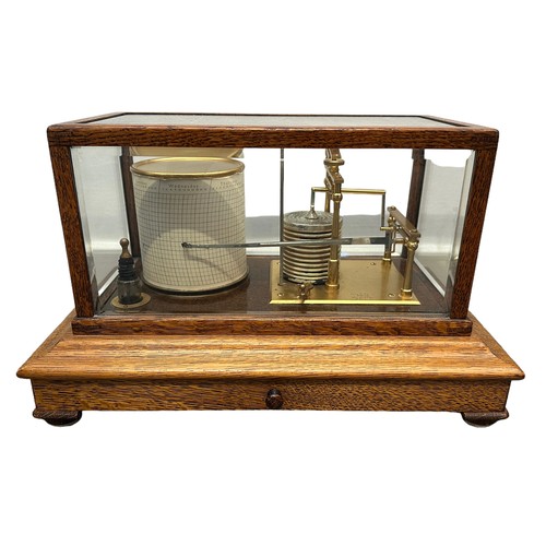 294 - A Short & Mason, London, walnut cased barograph, 20th century, serial No.K3657, with a chromed ten s... 