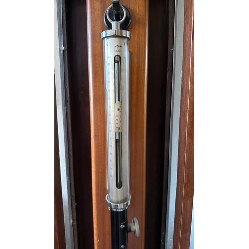 298 - A scientific stick barometer in fitted case by F. Darton & Co. Height 125cm.