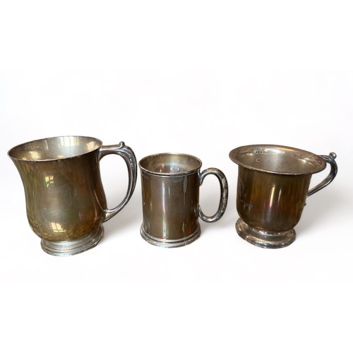 204 - Three hallmarked silver vessels. The first cup inscribed W.A.M with marks for Elkington & Co Ltd, Bi... 