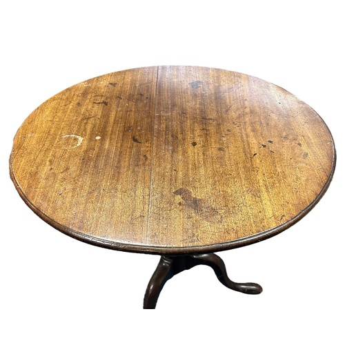 421 - Late 18th Century mahogany tripod table, height 72cm, top 75x74cm.