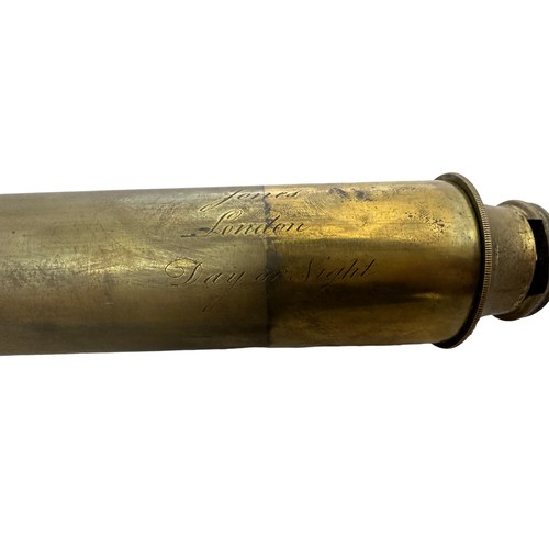 302 - A single draw Day or Night brass telescope by Jones of London. Approx 86cm when extended.