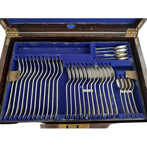 207 - A canteen of silver / stainless steel & bone cutlery for 12 people, monogrammed 'M'. Comprises of 12... 