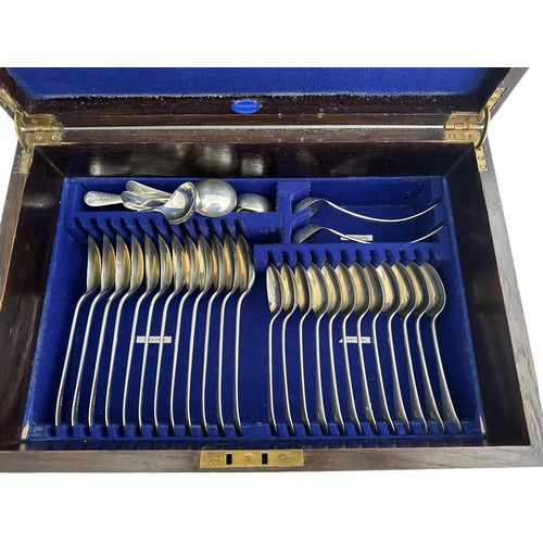 207 - A canteen of silver / stainless steel & bone cutlery for 12 people, monogrammed 'M'. Comprises of 12... 