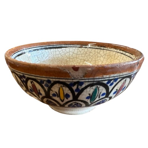 349 - Very early Pre-Colombia Mexico pottery bowl, Puebla State, with superb colourful repeat pattern surr... 