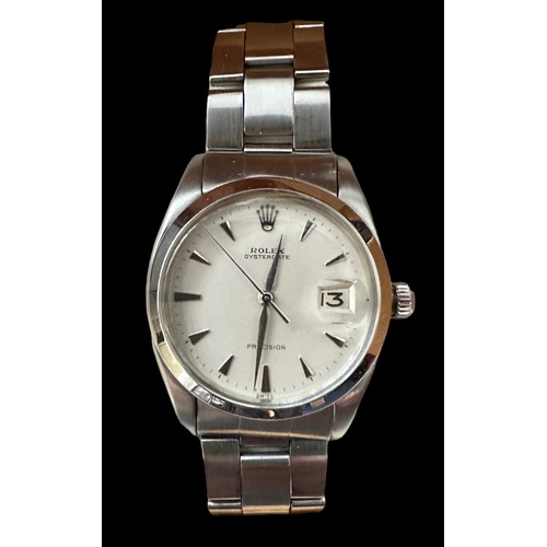 152 - Rolex Oysterdate Precision gentleman's wristwatch, with date aperture, stainless steel case on stain... 