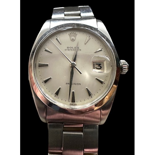 152 - Rolex Oysterdate Precision gentleman's wristwatch, with date aperture, stainless steel case on stain... 