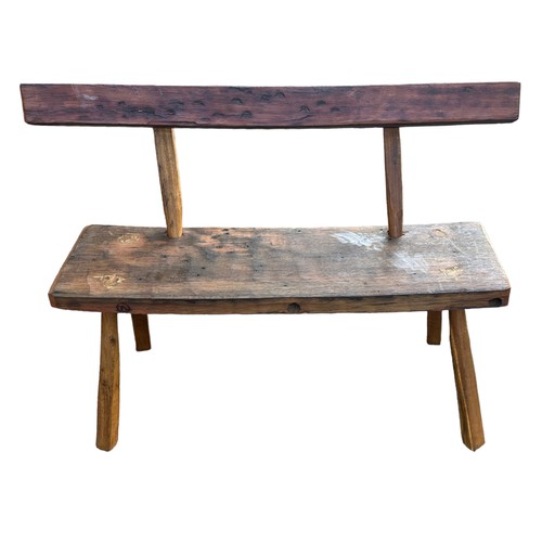 427 - Rustic Hungarian wooden bench. W100cm x H83cm.