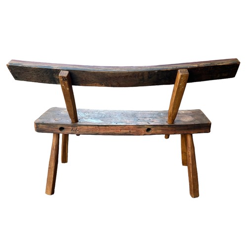 427 - Rustic Hungarian wooden bench. W100cm x H83cm.