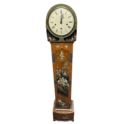 279 - A chinoiserie inlaid granddaughter clock, attractively decorated with mother of pearl inlay, 21cm fa... 