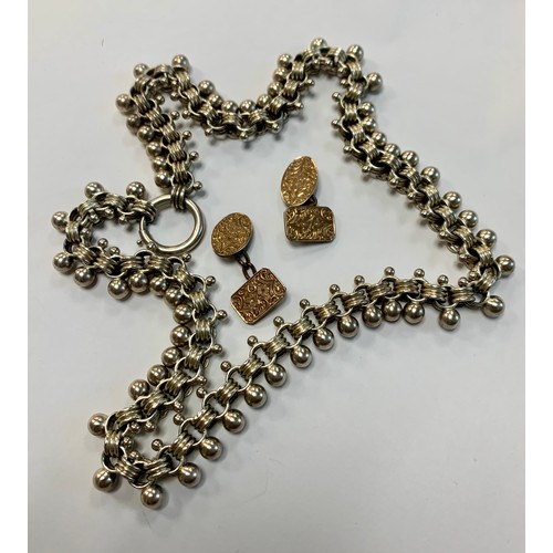 77 - Victorian collarette chain, unmarked tests silver, with stars to inside on clasp fitting. Length 47c... 