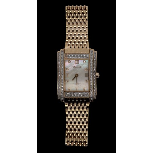 143 - An Ingersoll gents/ ladies diamond bracelet watch with a  diamond set gold plated case. Reference IG... 