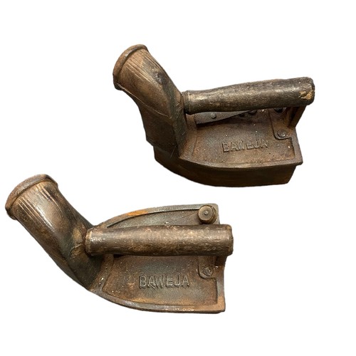 307 - A pair of antique coal irons marked  