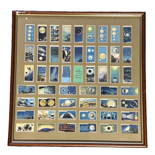 327 - Three framed sets of cigarette cards with Wills Romance of the Heavens, Wills Speed and Player Film ... 