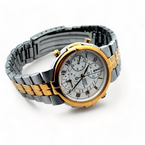 149 - Seiko gents quartz chronograph watch no. 7T32-7AOO. Stainless steel and gold plated case, white dial... 