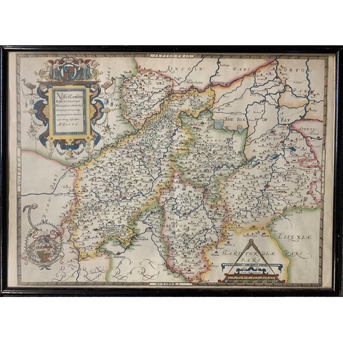 290 - Selection of various framed antique maps to include; ‘Map of Northamptonshire’ engraved by J. Cary f... 