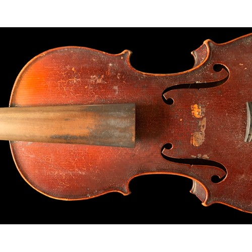 314A - 20th Century cased Maple violin, likely European, held in original case with two bows. No labels to ... 