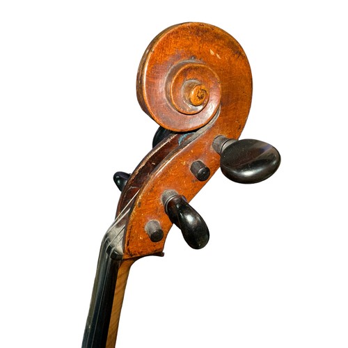 314 - A late 19th/early 20th century cello in fair condition. Internal sticker says ' Repaired by H. Stone... 