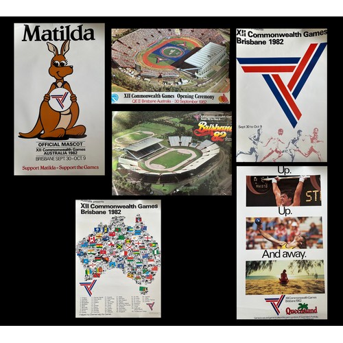 333 - 1982 Commonwealth Games Brisbane six original posters, to include; “Up, Up, and Away” Queensland pos... 