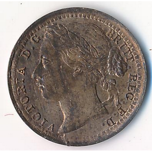 217 - 1885 Victoria bronze third farthing, about uncirculated with good lustre.