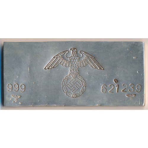 67 - Third Reich silver ingot marked with insignia long with 