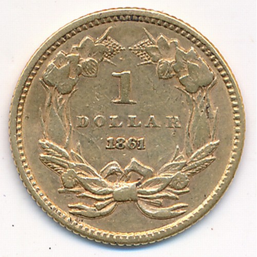 289 - USA 1861 gold $1 coin fine.