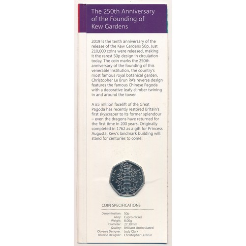 256 - 2019 (2009) Kew Gardens 50p uncirculated on card.